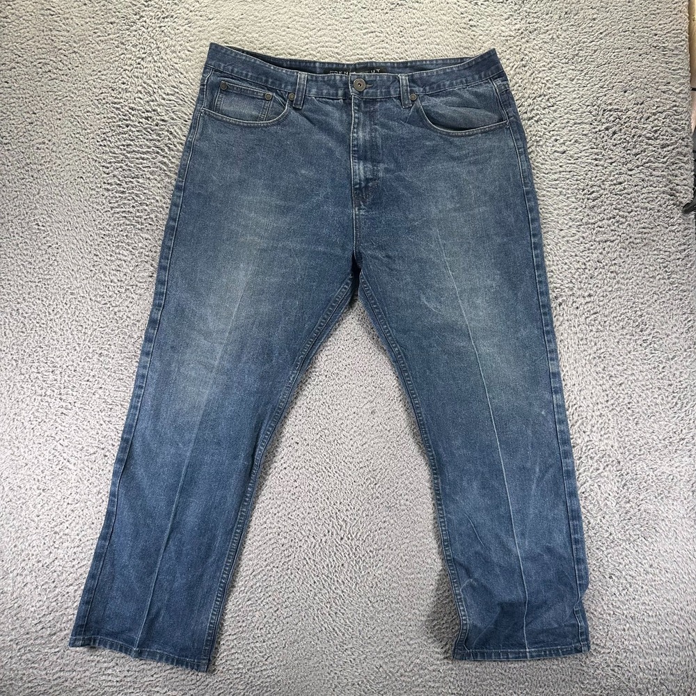 Knockout Jeans Mens 42x29 Blue Cotton Denim Straight Leg Faded Workwear Utility